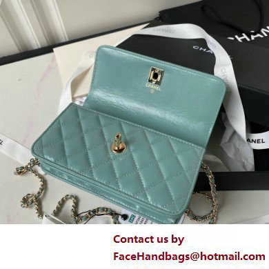 Chanel Shiny Crumpled Lambskin, Imitation Pearls  &  Gold-Tone Metal Clutch with Chain Bag AP3803 Green 2025